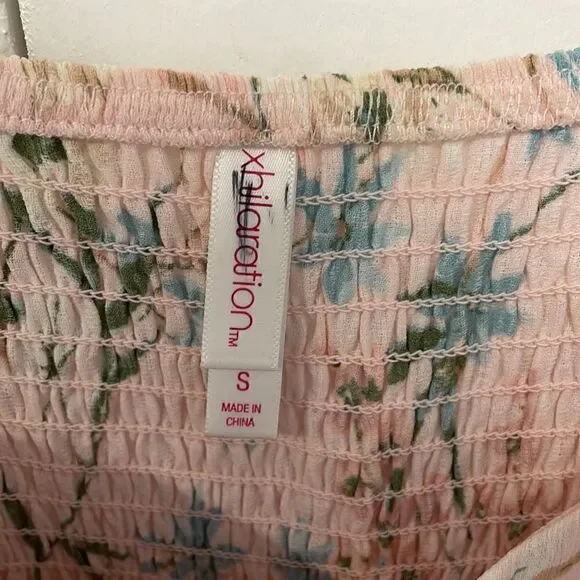 XHILARATION summer pink floral short dress emipire waist corset top small - Picture 4 of 8